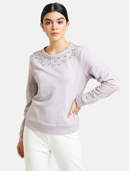 Kazo - Lavender Embellished Sweatshirt