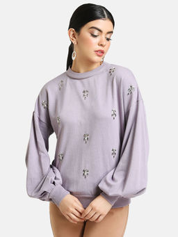 Kazo - Purple Embellished Sweatshirt