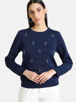Kazo - Navy Blue Embellished Sweater