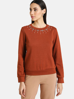 Kazo - Brown Embellished Sweater