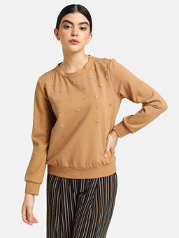 Kazo - Beige Embellished Sweater