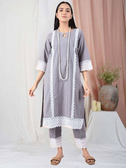 Zuri - Grey Cotton Kurta Paired With Matching Pant