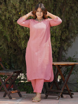 Zuri - Salmon Rose Cotton Kurta Paired With Matching Pant