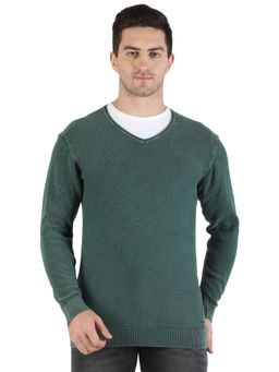 Monte Carlo - Men Green Cotton Printed Pullover