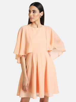 Kazo - Peach Solid Dress