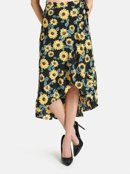 Kazo - Black Floral Skirt