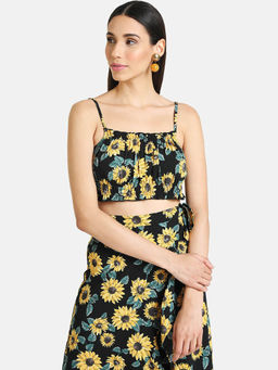 Kazo - Black Floral Crop Top