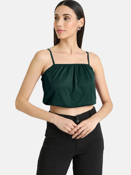 Kazo - Green Solid Crop Top