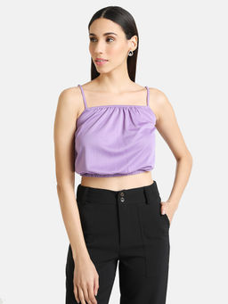 Kazo - Lavender Solid Crop Top