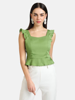 Kazo - Green Solid Crop top