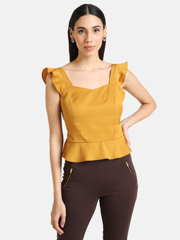 Kazo - Yellow Solid Crop top