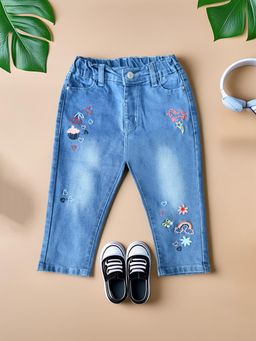 Bella Moda - Girls Blue Embroidered Jeans