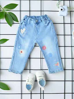 Bella Moda - Girls Blue Embroidered Jeans