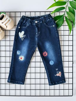 Bella Moda - Girls Navy Blue Embroidered Jeans