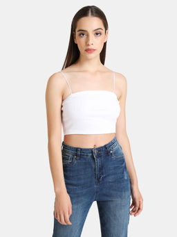 Kazo - White Basic Crop Top