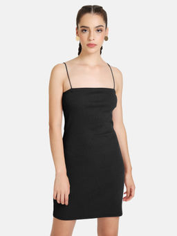 Kazo - Black Basic Spaghetti Dress