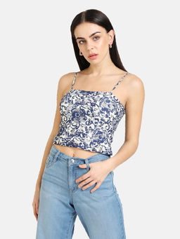 Kazo - Blue Printed Crop top