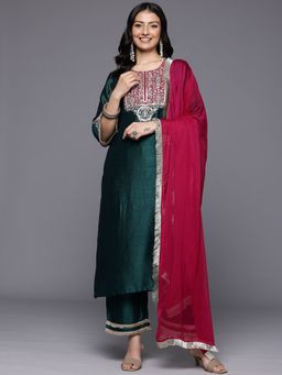 Varanga - Green Zari Embroidered Kurta with Pant and Dupatta (Set of 3)