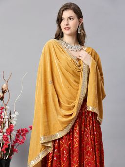 Dupatta Bazaar - Womens Gota Patti Work Velvet Dupatta