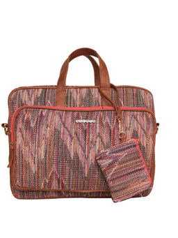 Astrid - Multicolor Textured Laptop Bag with Accessory Pouch