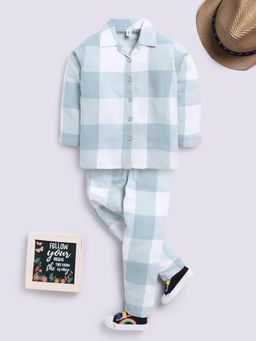 Clt.s - Green Full Sleeves Checks Night Suit (Set of 2)