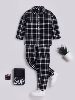 Clt.s - Black Full Sleeves Checks Night Suit (Set of 2)