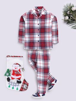 Clt.s - Red Full Sleeves Checks Night Suit (Set of 2)