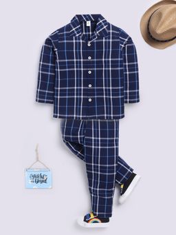 Clt.s - Blue Full Sleeves Checks Night Suit (Set of 2)