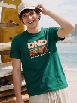 Bewakoof - Green Typography Casual Cotton T-Shirt