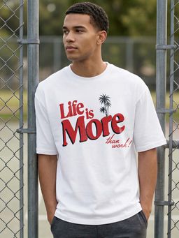 Bewakoof - White Typography Casual Cotton T-Shirt