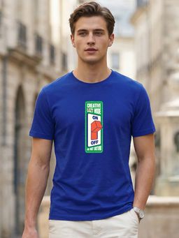 Bewakoof - Blue Typography Casual Cotton T-Shirt