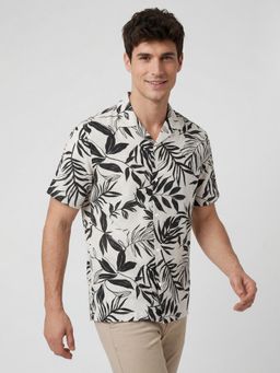 R&B - Off White Printed Casual Pure Cotton Shirt