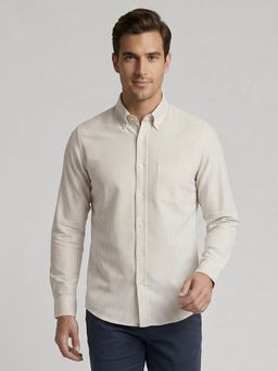 R&B - Brown Stripes Casual Pure Cotton Shirt
