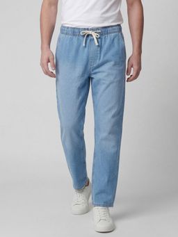 R&B - Blue Solid/Plain Casual Cotton Jeans