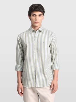 Arrow Sports - Green Stripes Casual Cotton Shirt