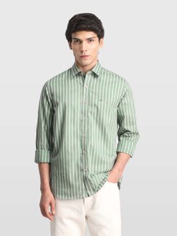 Arrow Sports - Green Stripes Casual Cotton Shirt