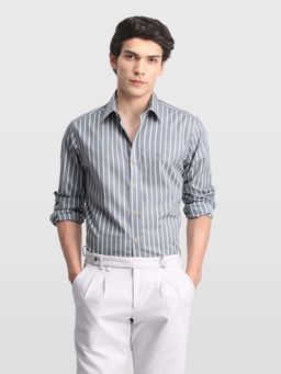Arrow Sports - Grey Stripes Formal Cotton Shirt