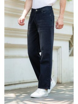 Eszett - Black Solid/Plain Casual Cotton Jeans