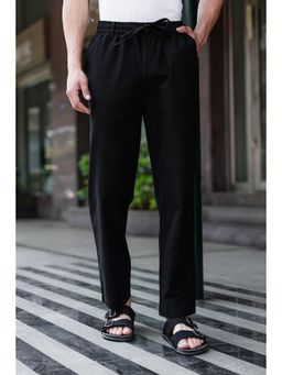 Eszett - Black Solid/Plain Casual Cotton Trouser