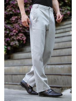 Eszett - Grey Solid/Plain Casual Cotton Trouser