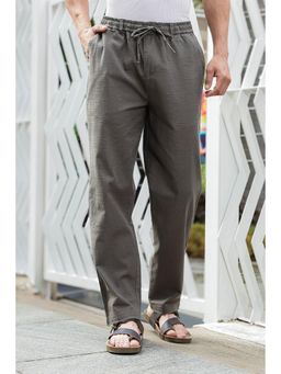Eszett - Grey Solid/Plain Casual Cotton Trouser