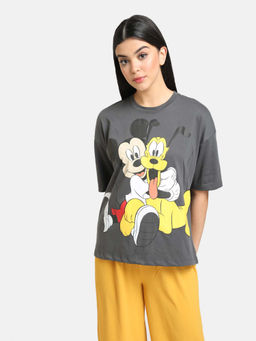 Kazo - Grey Mickey & Pluto Printed Tee
