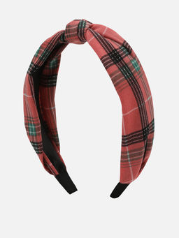 Kazo - Knotted Casual Pink Checks Hairband