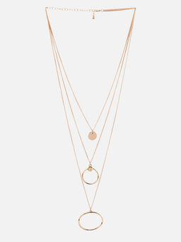 Kazo - Ring Detailed Gold Tone Layered Necklace
