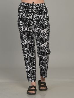 MAYSIXTY - Women Pure Rayon Printed Black Regular Pyjama