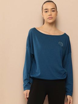 Alcis - Blue Regular Fit Pull On Boat Neck T-Shirt