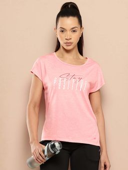 Alcis - Peach Slim Fit Pull On Round Neck T-Shirt