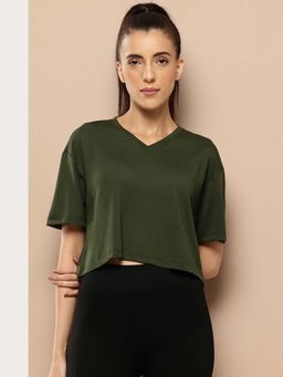 Alcis - Green Regular Fit Pull On V-Neck T-Shirt