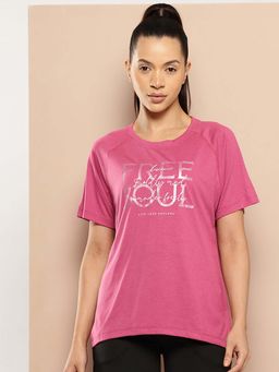Alcis - Pink Regular Fit Pull On Round Neck T-Shirt