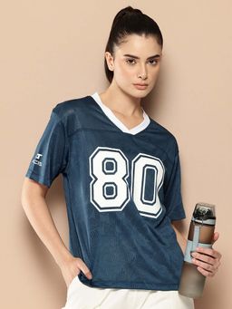 Alcis - Navy Blue Regular Fit Pull On V-Neck T-Shirt